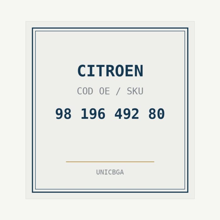 CITROEN cod piesa 98 196 492 80